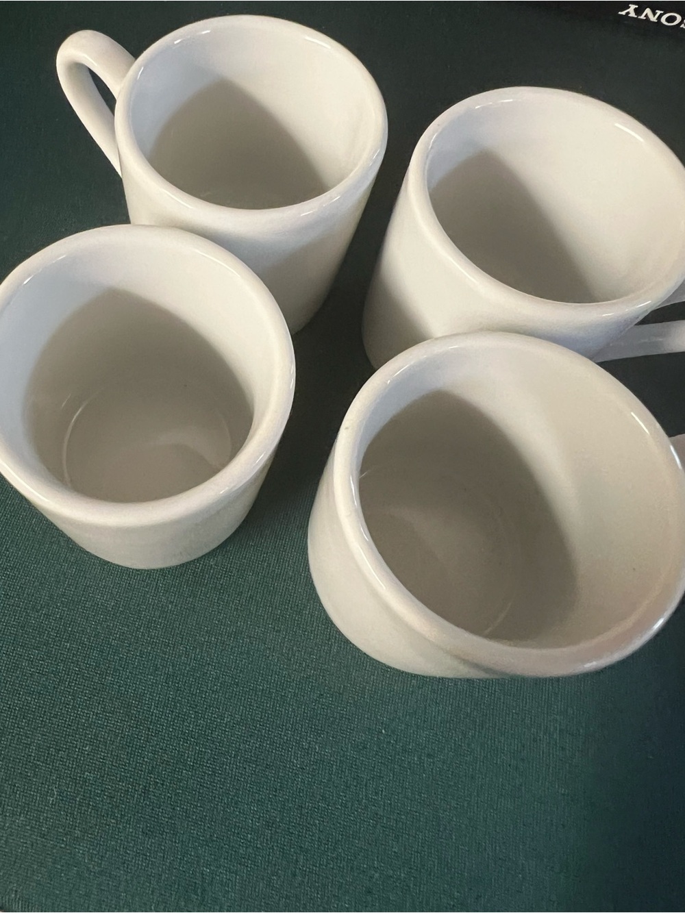 Sur La Table White Porcelain Espresso Demitasse Cups Set of 4 Coffee Mugs EUC